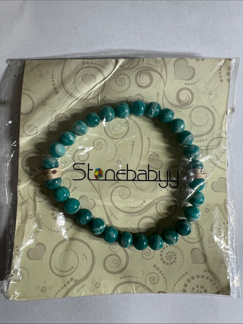 Teal Beaded Stretch Bracelet